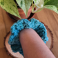 SCRUNCHIE - Chouchou velour crochet Bleu canard